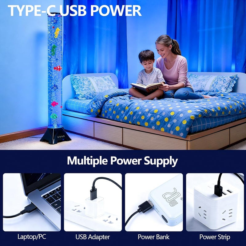 tuknuga Store Sensory Bubble Fish Tube Lamp,17 Color Remote Control, Aquarium Night Light Calming Relax, for Autistic ADHD, Alleviating Stress and Anxiety in Adults,Home Office Decor - Image 3